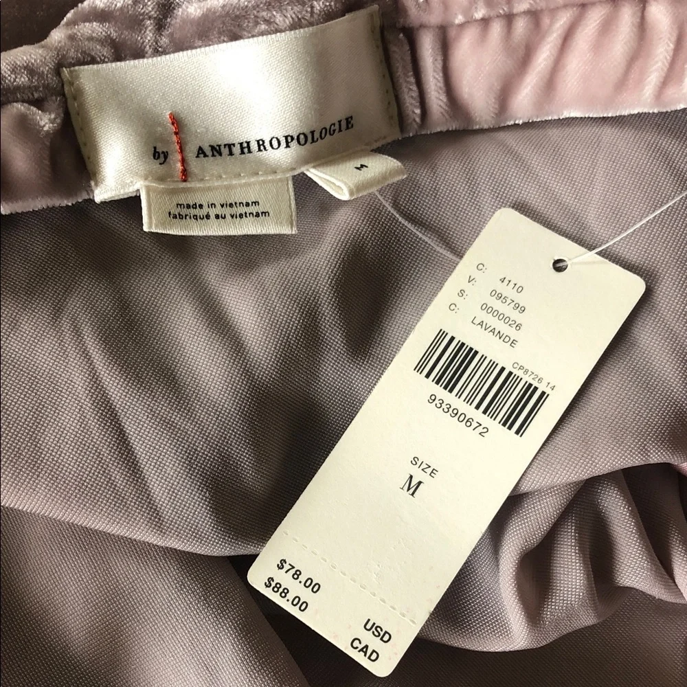 NEW By Anthropologie The Tilda Strapless Top Velvet Edition Size M Lavender - Picture 7 of 9